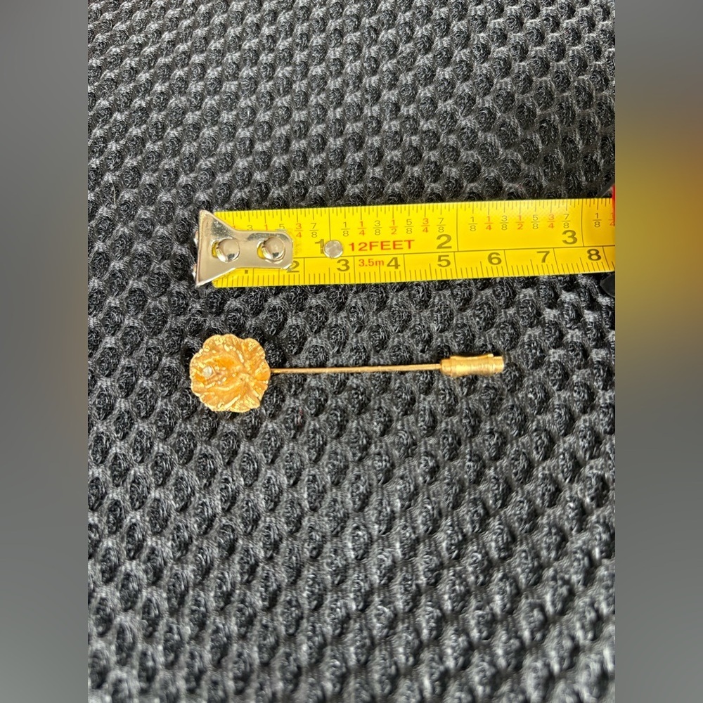 Gold Tone Rose Hat/Scarf Hijab Pin Brooch with Crystal - Picture 4 of 8